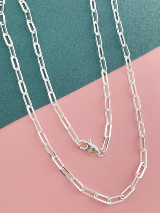 Women's 925 Sterling Silver 4mm Paperclip chain Necklace - Picture 3 of 8